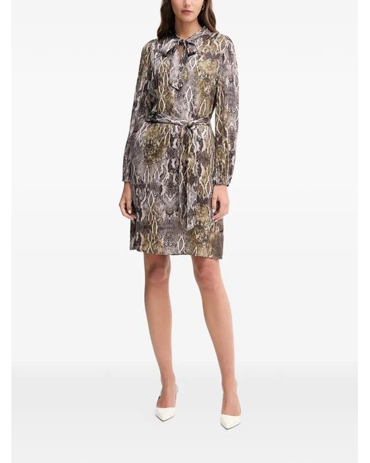 MARC AUREL Natural Tie Neck Snake Print Dress