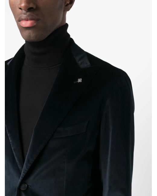 メンズ Tagliatore ロゴ ベルベットジャケット Black