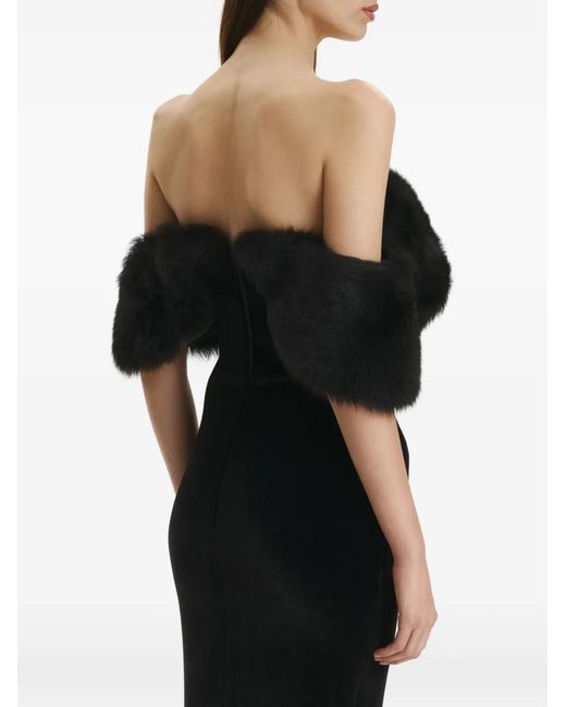 Vestiaire d'un Oiseau Libre Black Abendkleid Aus Samt Mit Faux Fur