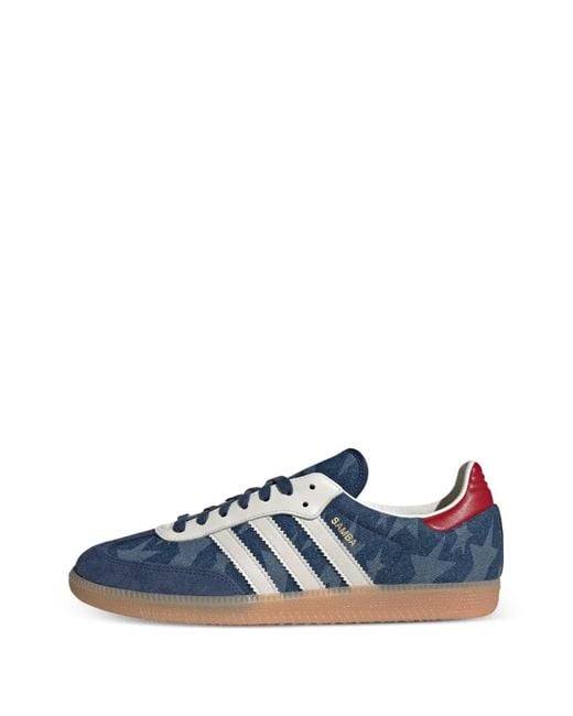 Adidas Blue Samba Og Star-Print Sneakers for men