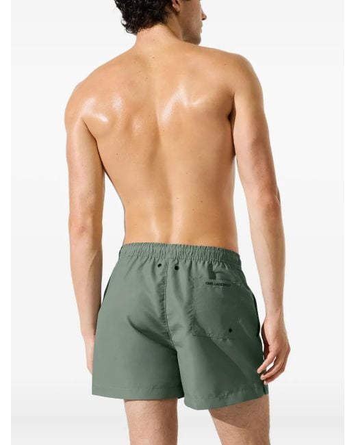 Karl Lagerfeld Green Drawstring Swim Shorts for men