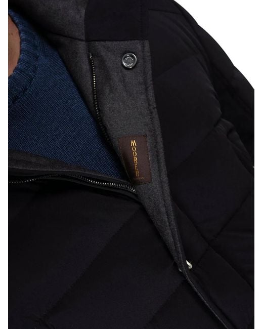 Moorer Blue Quilted Hooded Down Jacket for men