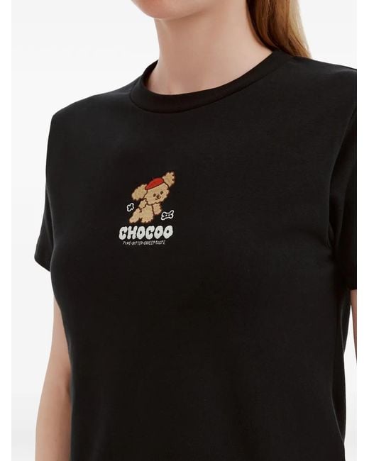Chocoolate Black T-Shirt À Logo Brodé