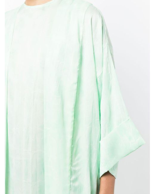Bambah Green Crinkled-effect Two-piece Kaftan Dress
