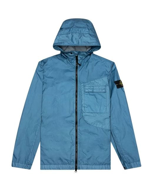 Stone Island Blue Compass-Badge Hooded Jacket for men