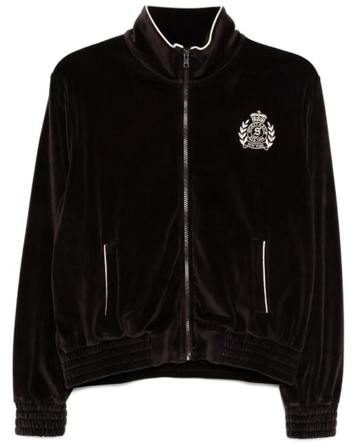Sporty & Rich Ny Crest ベロア トラックジャケット Black