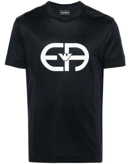 Emporio Armani Black Logo-print Crew-neck T-shirt for men