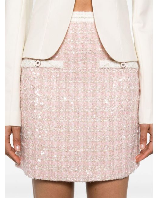 Sandro Pink Sequined Tweed Miniskirt