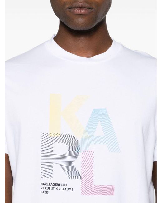 メンズ Karl Lagerfeld Logo-print Cotton T-shirt Blue