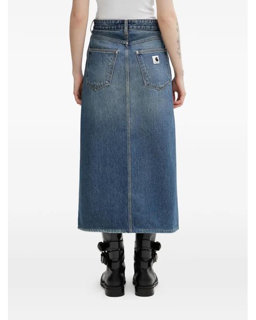 Carhartt Blue Brandon Front-Split Midi Skirt