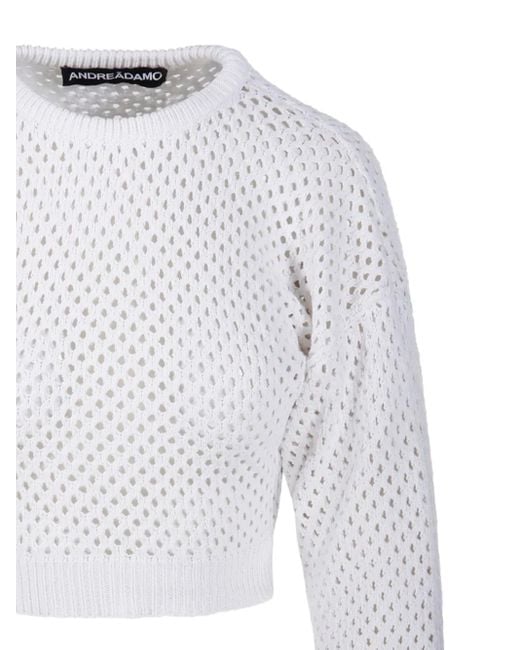 Maglione Con Lavorazione All'Uncinetto di ANDREADAMO in White