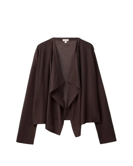 Benetton Brown Draped Open-Front Cardigan