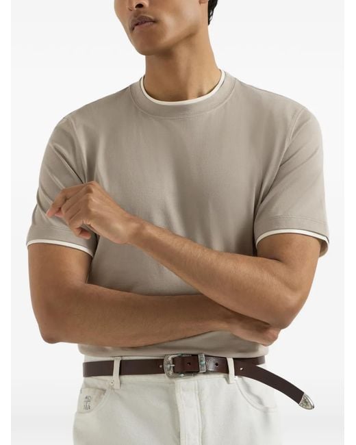 Brunello Cucinelli White T-Shirt With Faux-Layering for men