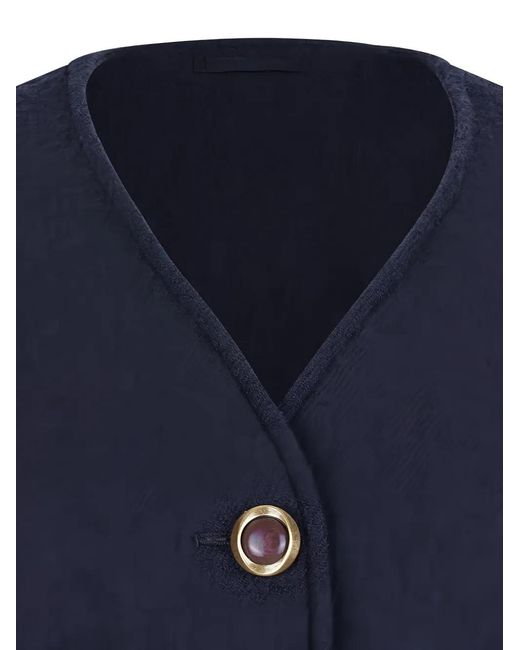 Fortela Blue Buttoned Patch-Pocket Jacket