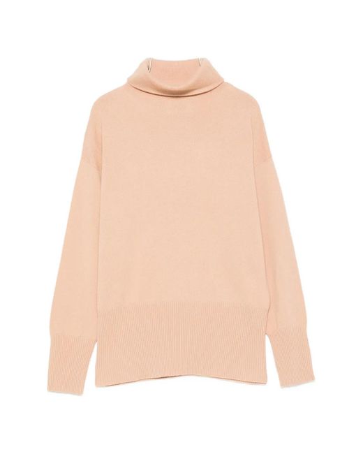 Alpha Studio Natural Roll-Neck Ribbed-Trim Sweater