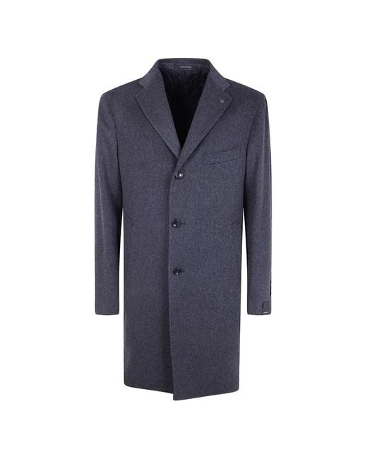 Tagliatore Blue Single-Breasted Coat for men