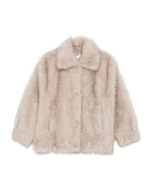 VALENTINI 1972 Natural Faux-Fur Button-Front Jacket