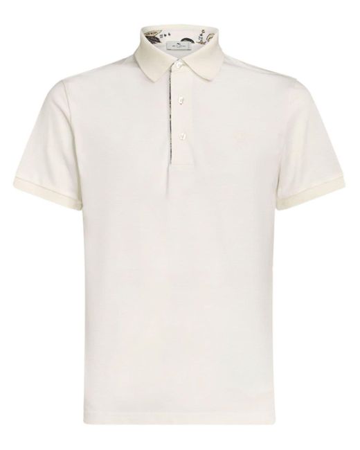 Polo en coton à motif Pegaso brodé Etro pour homme en coloris White