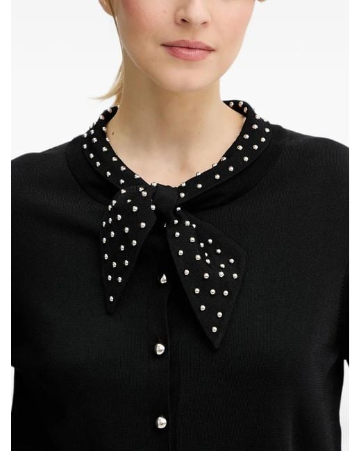 Fracomina Black Bow-Embellished Cardigan