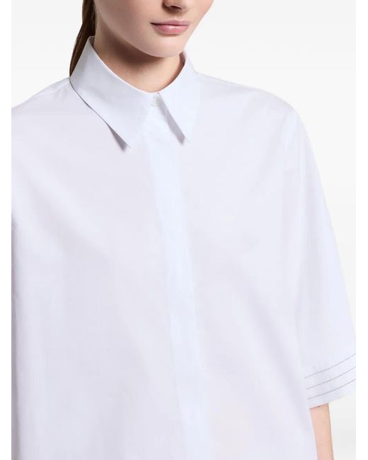Peserico Blouse Met Stiksels En Korte Mouwen in het White