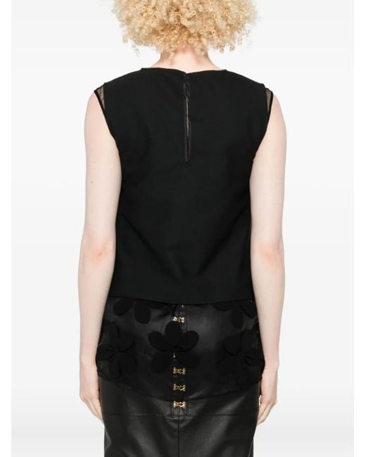 Liviana Conti Black Sleeveless Flower-Applique Blouse