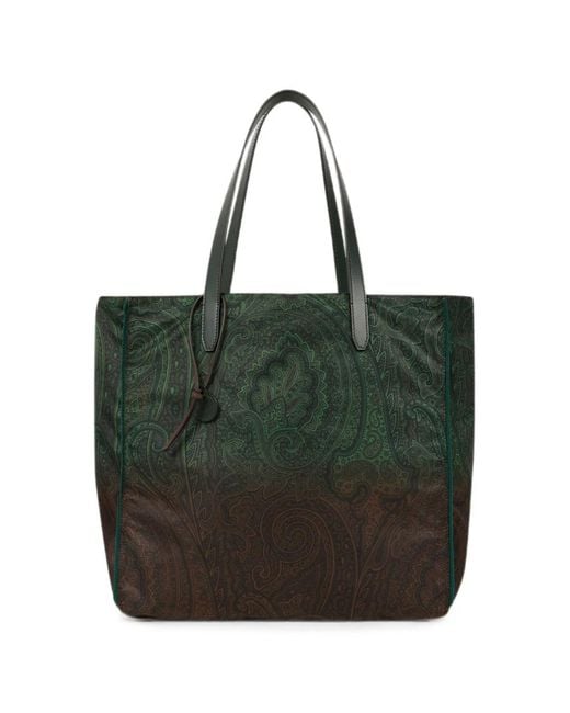 Etro Green Cabas En Nylon Unfold Me À Motif Arnica Dégradé