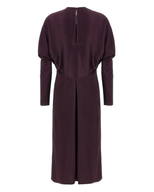 Victoria Beckham Purple Puff-Sleeve Midi Dress