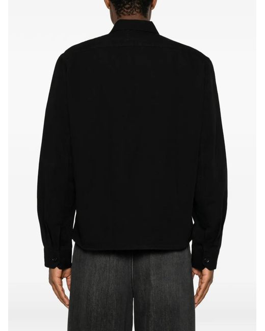 Studio Nicholson Black Long-Sleeve Button-Up Overshirt