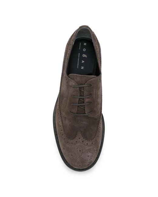 Hogan Gray Brogue-Detail Sneakers for men