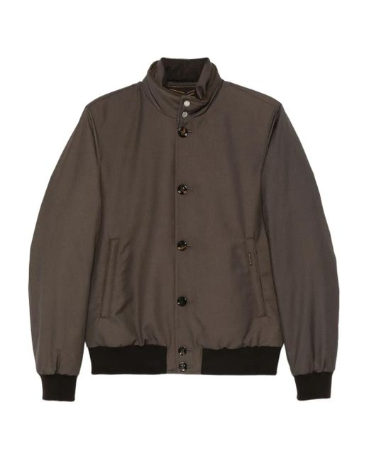 Moorer Brown Button-Fastening Ribbed-Hem Jacket for men