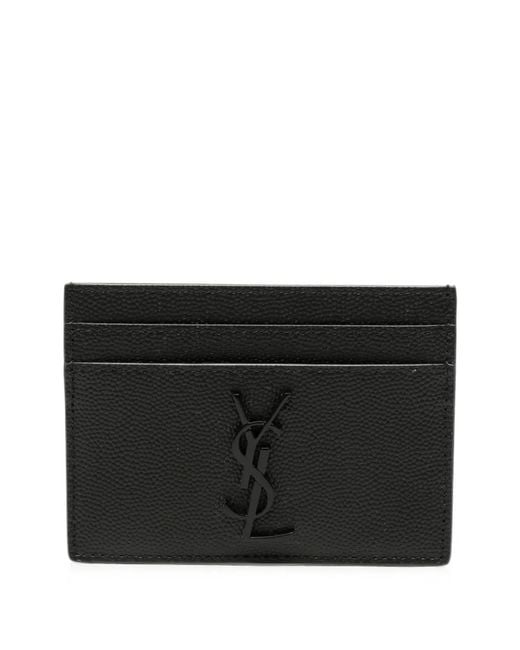 Saint Laurent Black Cassandre Grain De Poudre Leather Cardholder for men
