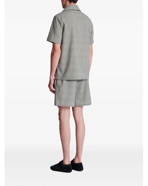 Balmain Gray Prince Of Wales-Check Short-Sleeve Shirt for men