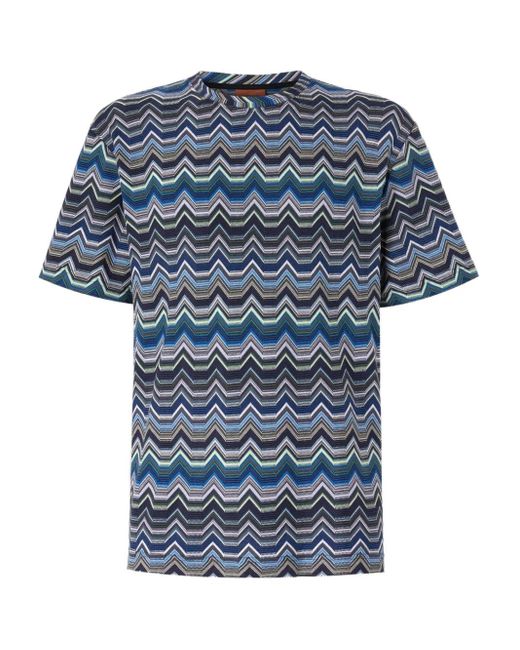 Missoni T-Shirt Mit Zickzackmuster in Blue für Herren