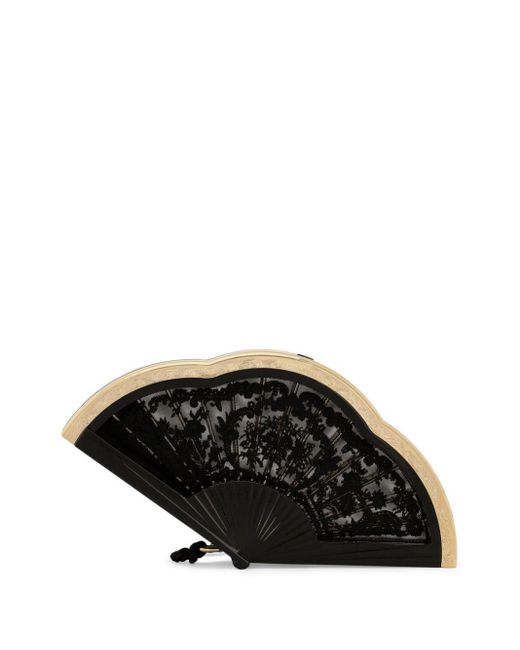Dolce & Gabbana Black Lace Fan Clutch Bag