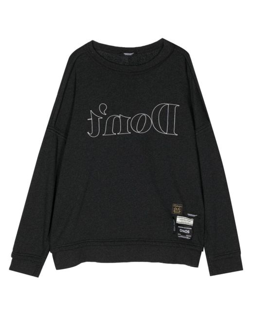 Undercover Black Slogan-embroidered Drop-shoulder Sweatshirt for men