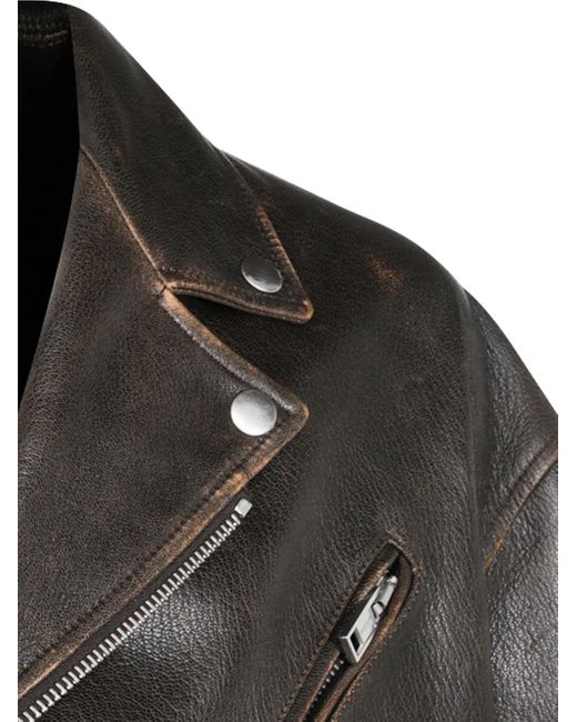 Moschino Black Smiley-Face Studded Leather Jacket for men