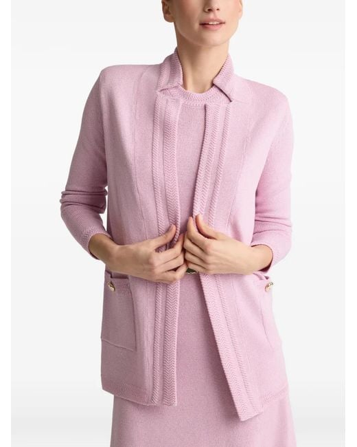 St. John Pink Pocket Button Knit Jacket