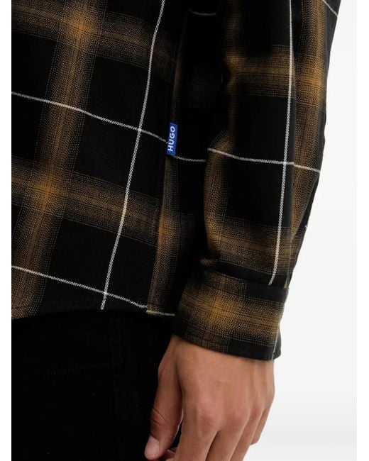 HUGO Black Check-Print Shirt Jacket for men