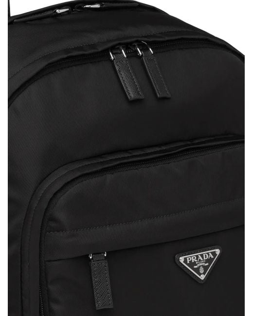 Prada Black Re-nylon Logo-plaque Backpack for men