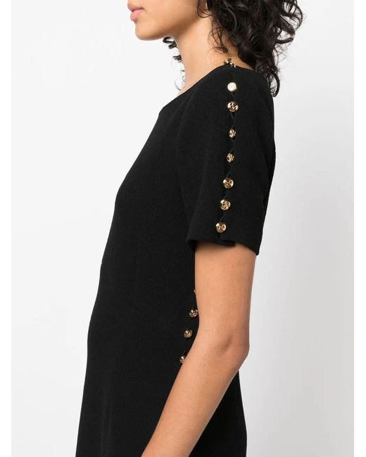 Gucci Black Wool Dress With Embellished Buttons And Side Opening