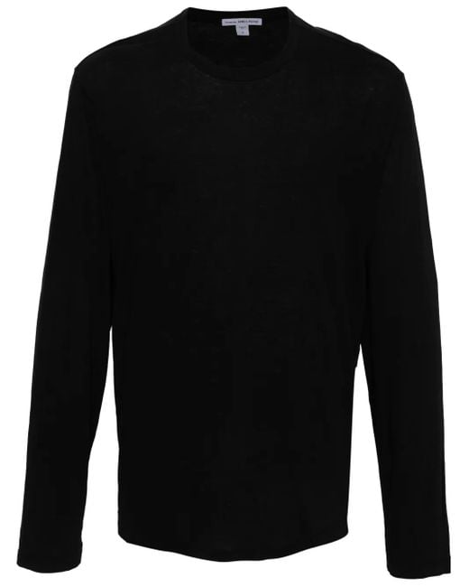 James Perse Black Long-Sleeve Cotton T-Shirt for men