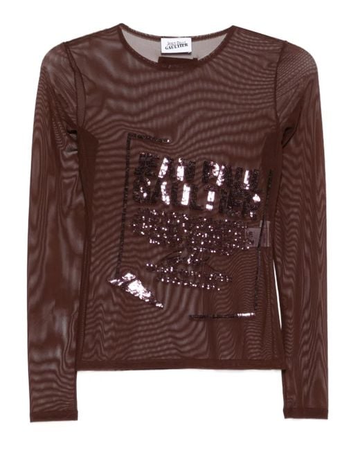 Haut En Mesh À Sequins Jean Paul Gaultier en coloris Brown