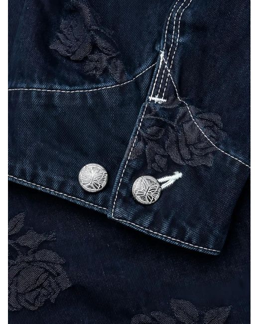 Needles Blue Rose-Embroidered Denim Jacket for men