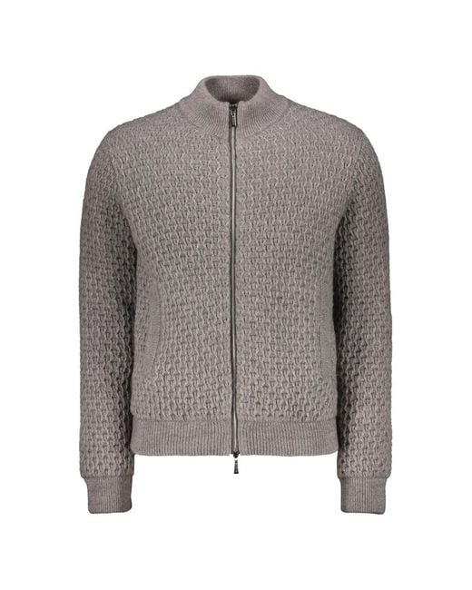 Moorer Gray Gonerio-Ec Zip-Up Cardigan for men