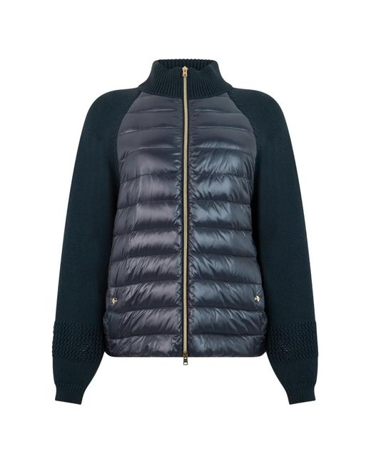 Herno Blue Quilted Knit-Sleeve Jacket