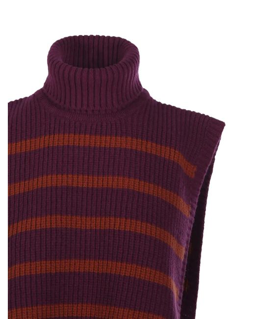 DAVANTINO Red Turtleneck Striped Vest