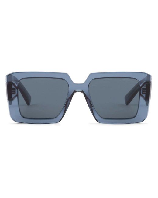 Prada Blue Triangle-logo Oversized-frame Sunglasses