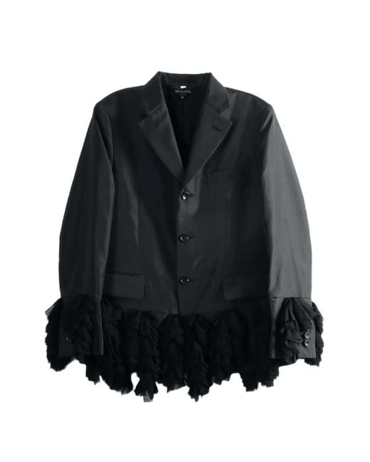 Comme des Garçons Black Ruffled-Trim Single-Breasted Jacket