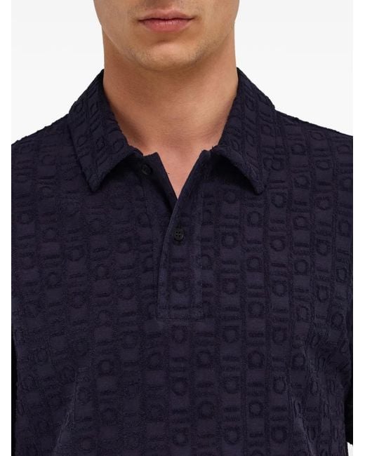 Ferragamo Blue Monogram Polo Shirt for men