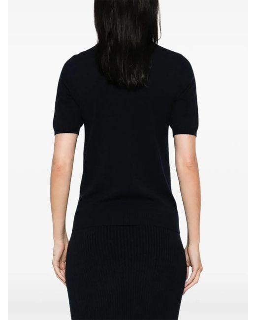 AROVESCIO Black Short-Sleeve Knitted Top